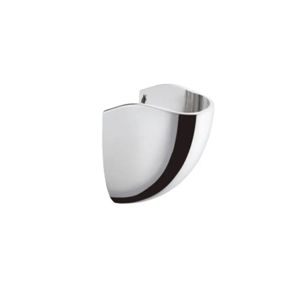 Helle, halbrunde Abdeckung aus Metall von Hansgrohe, geeignet für eine Wandmontage. Sie hat eine glatte Oberfläche und eine einfache Form.